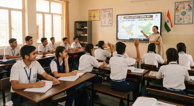 स्मार्ट क्लासरूम में विद्यार्थी